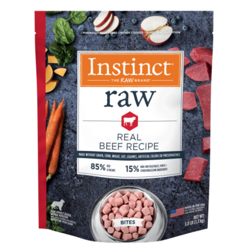 Instinct Dog Food Frozen Beef Bites Raw Dog Food 3lb
