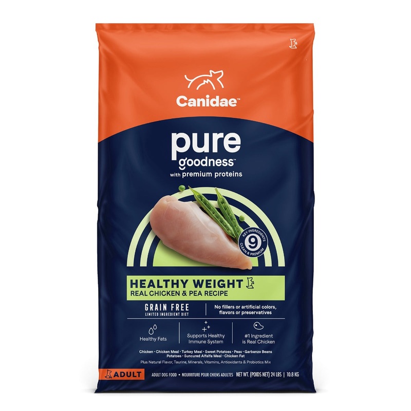 Canidae PURE Grain Free, Limited Ingredient Healthy Weight Dry Dog Food, Chicken and Pea, 24lbs