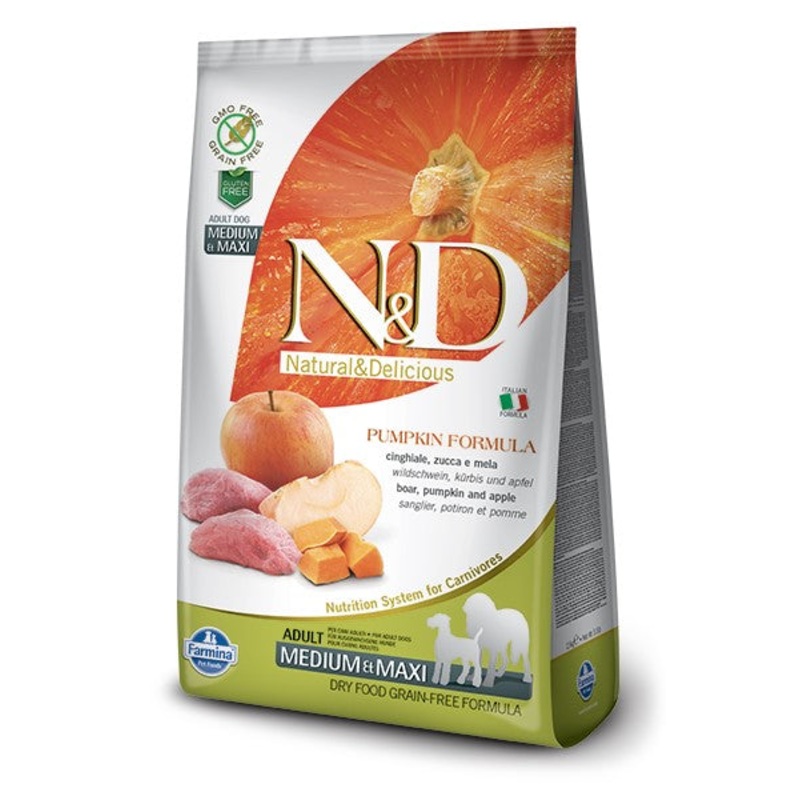 Farmina N&D Pumpkin Grain-Free Boar & Apple Adult Medium/Maxi Dog Recipe 5.5lb