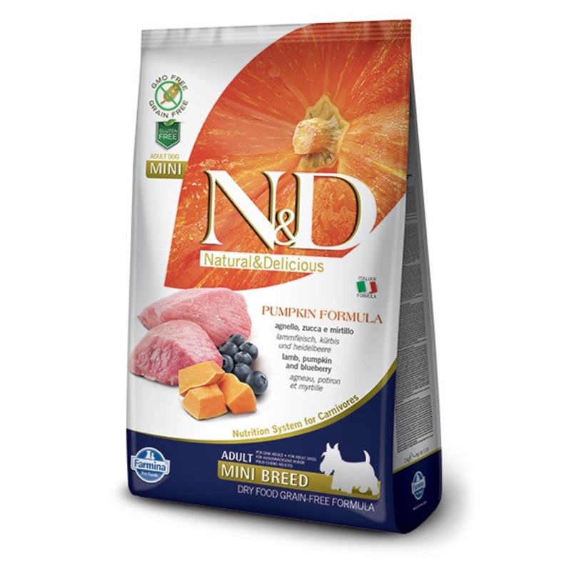 Farmina N&D Pumpkin Grain-Free Lamb & Blueberry Adult Mini Recipe Dog Food 15.4lb