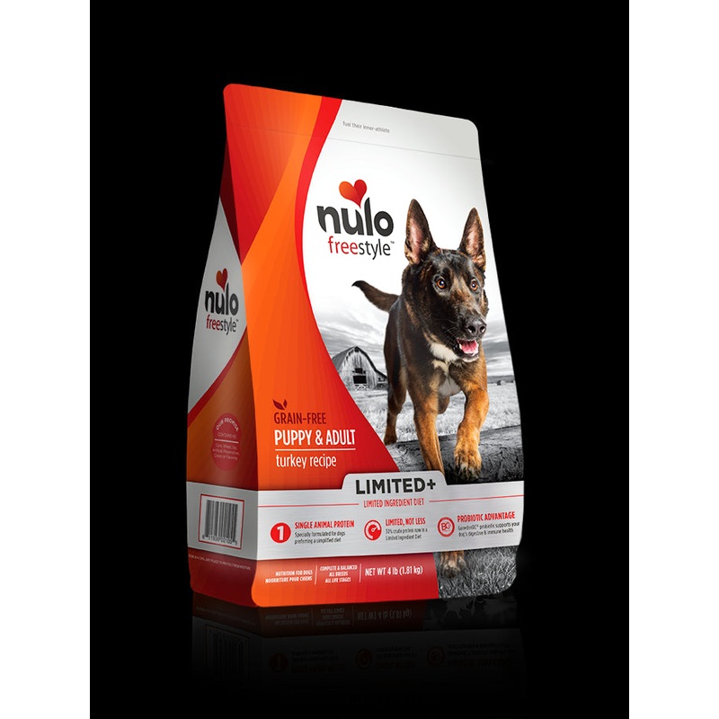 Nulo FreeStyle Puppy/Dog Limited+ Grain Free Turkey Dry Dog Food 4lb