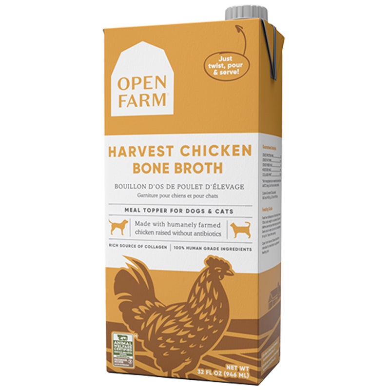 Open Farm Harvest Chicken Bone Broth Topper Dog & Cat Food 32oz