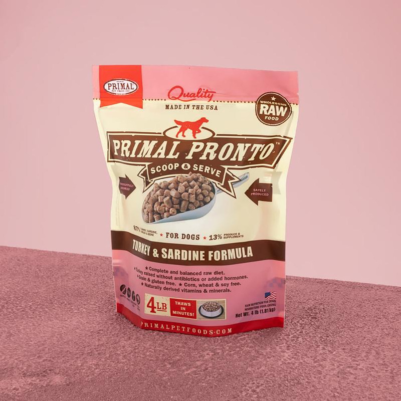 Primal Raw Frozen Pronto Turkey & Sardine Formula Dog Food 4lb