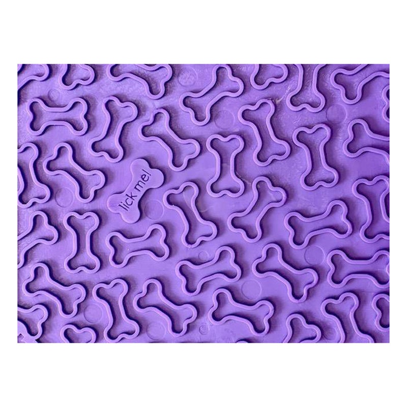 SodaPup Bones Design Emat Enrichment Purple Lick Mat Dog Toy Large