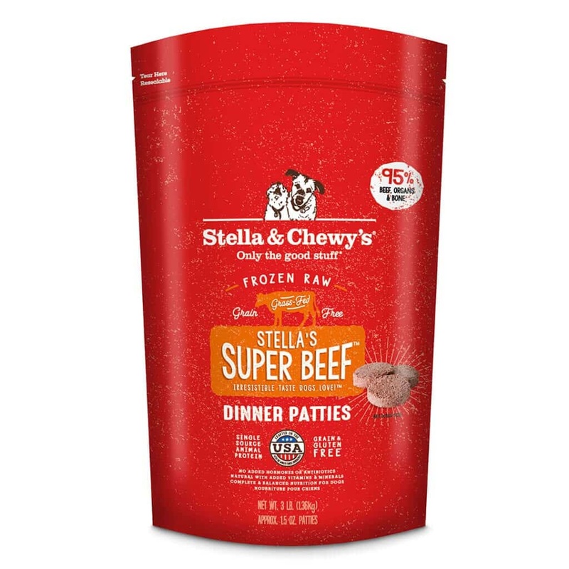 Stella and Chewys Stella's Super Beef Frozen Raw Dinner Patties Dog Food 3lb