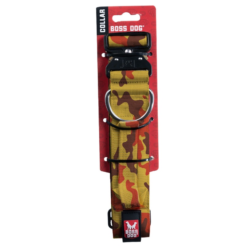 Boss Dog Tactical Collar 1.2" Wide 13"-16" Small Camo Orange