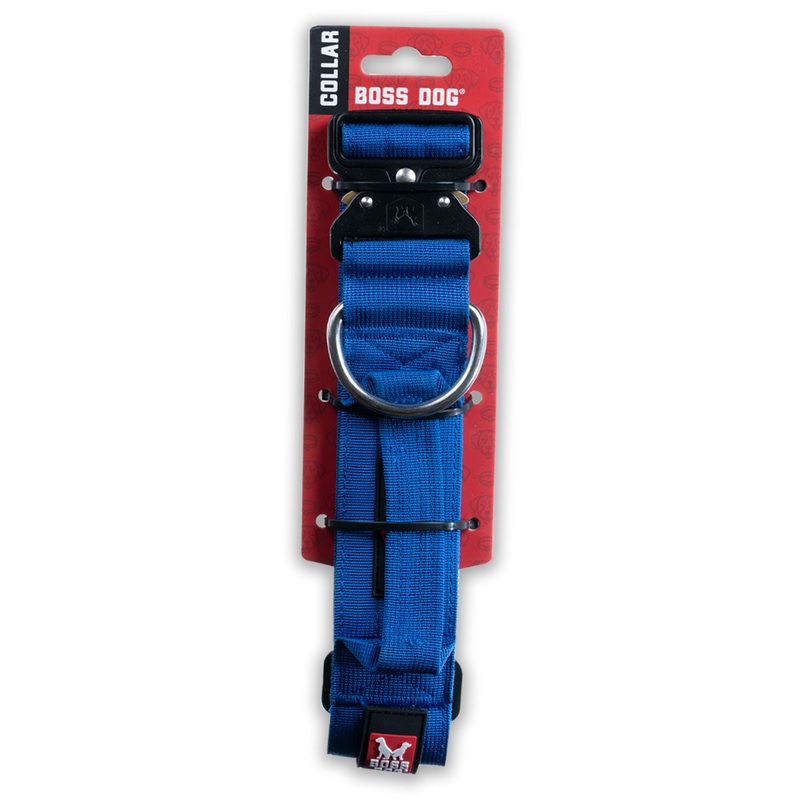 Boss Dog Tactical Collar 1.2" Wide 13"-16" Small Solid Blue