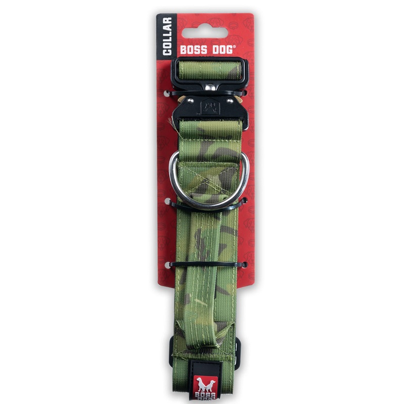 Boss Dog Tactical Collar 1.5" Wide 17"-22" Large Camo Green