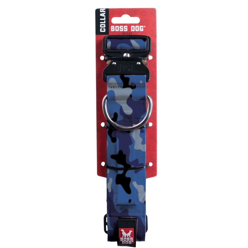 Boss Dog Tactical Collar 2" Wide 20"-28" XLarge Camo Blue