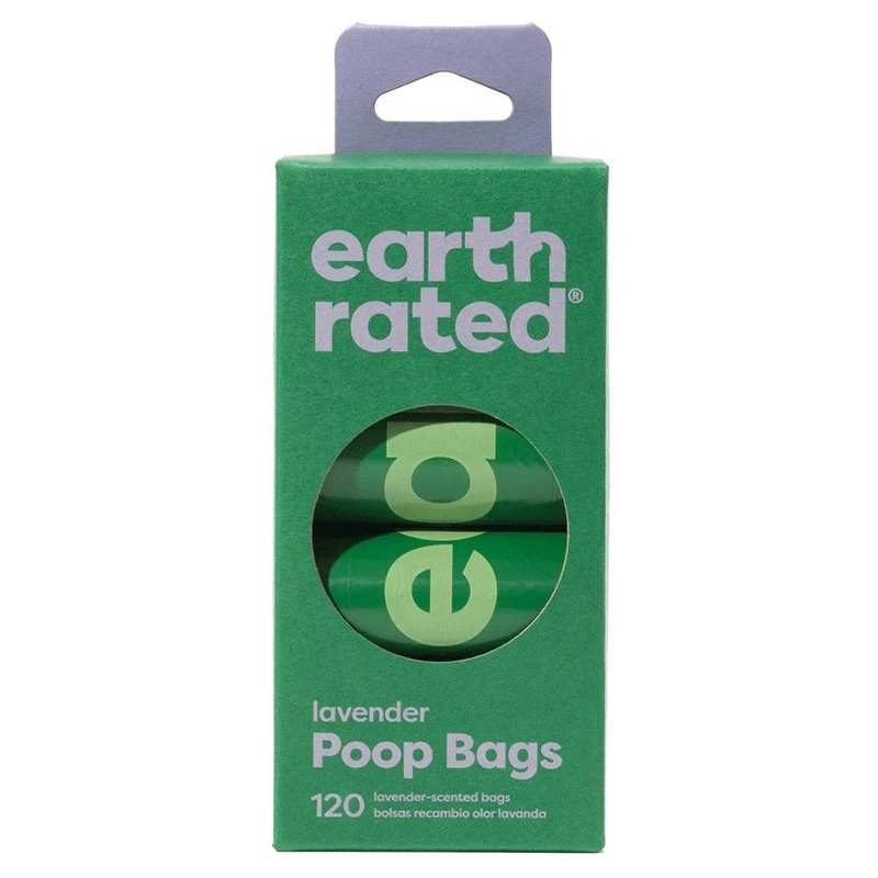 Earth Rated Poop Bags on Refill Rolls Scented Lavender 8 Rolls 120 Bags