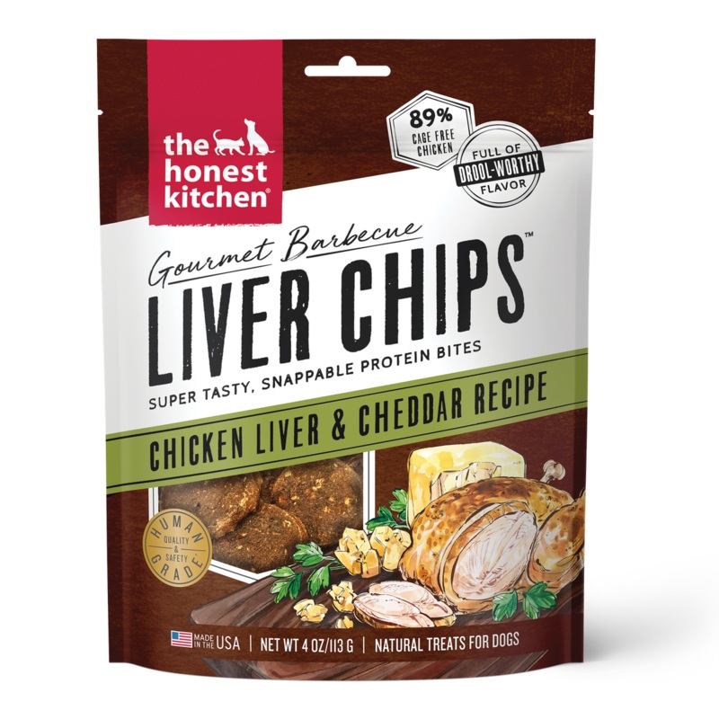 Honest Kitchen Barbecue Liver Chips Chicken Dog Treats 4Oz