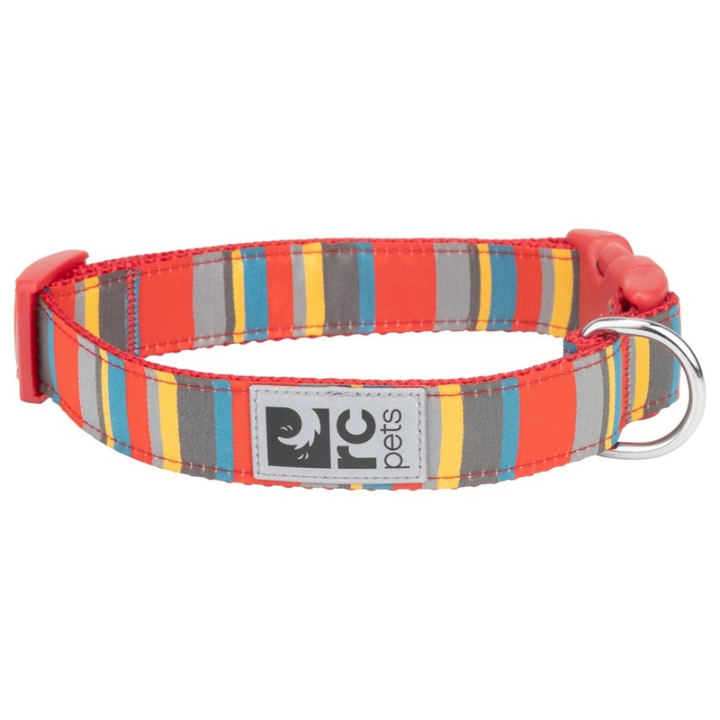 RC Pets Primary Clip Collar Multi Stripes Small 3/4" Width