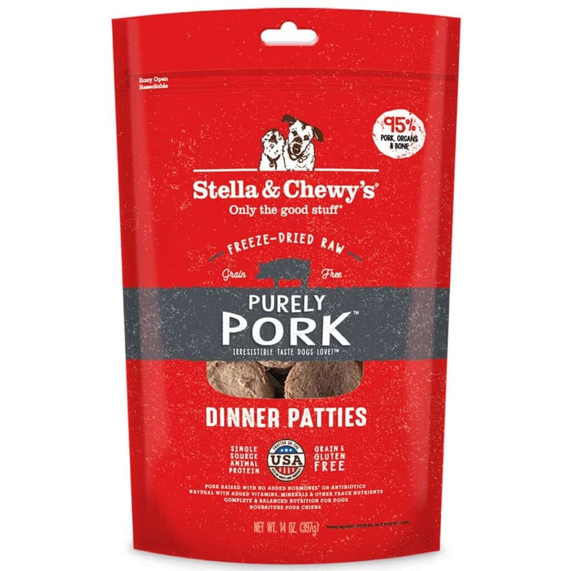 Stella and Chewys Purely Pork Freeze-Dried Raw Dinner Patties Dog Food 14oz