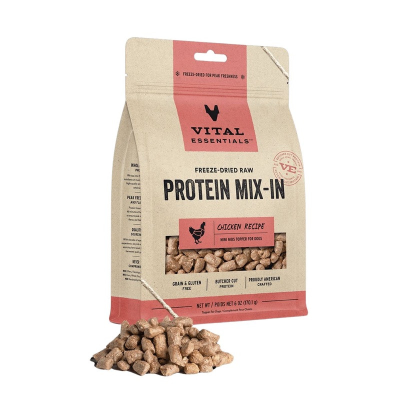 Vital Essentials Freeze Dried Topper Chicken Mini Nibs For Dogs 18oz