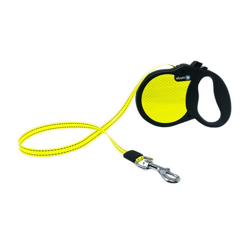 Alcott Reflective Retractable Leash Yellow 16' Large