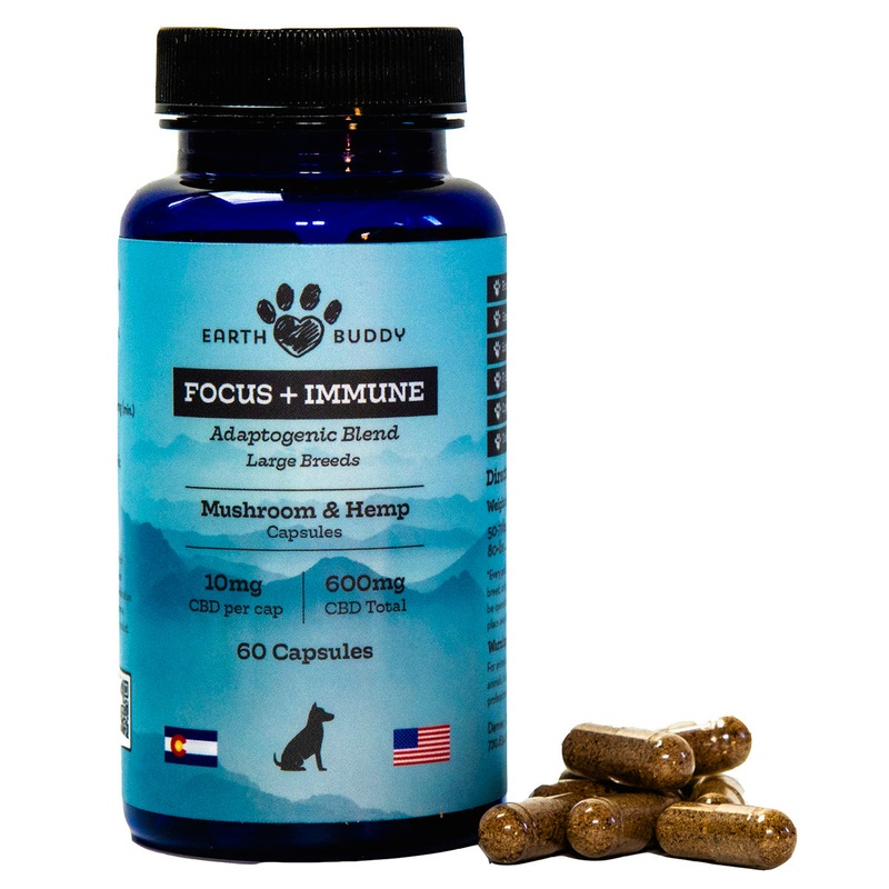 Earth Buddy Focus + Immune-Mushroom & Hemp 60 Capsules for Large Breeds