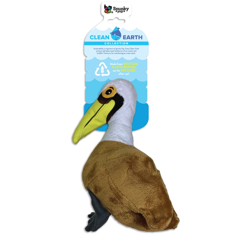 Spunky Pup Clean Earth Plush Pelican Dog Toy Small