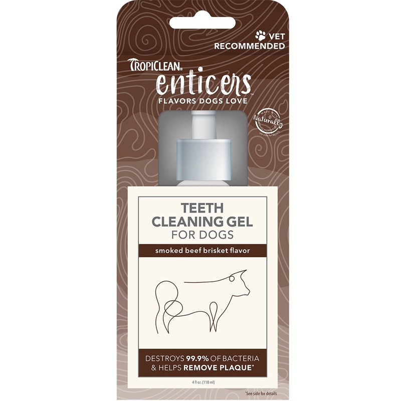 Tropiclean Enticers Teeth Cleaning Gel for Dogs Smoked Beef Brisket Flavor 4oz