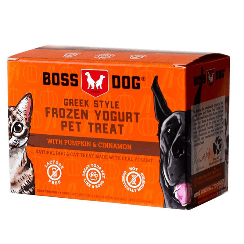 Boss Dog Greek Style Frozen Pumpkin Cinnamon Yogurt Pet Treat 14oz 4pk