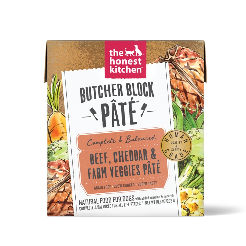 Honest Kitchen Butcher Block Pate Beef, Cheddar & Farm Veggies Wet Dog Food 10.5oz