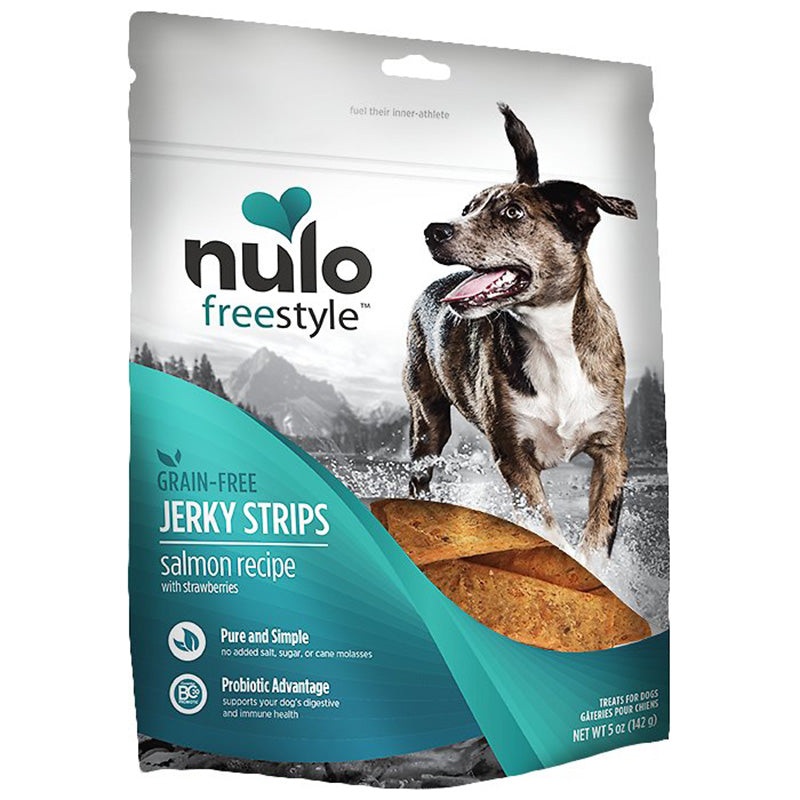 Nulo Freestyle Grain-Free Salmon Recipe With Strawberries Jerky Dog Treats 5oz