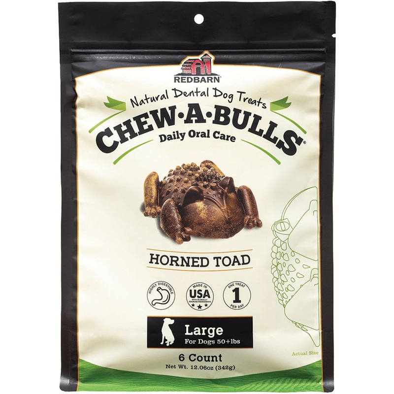 Redbarn Chew-A-Bulls Horned Toad Large Dog Treats 6CT