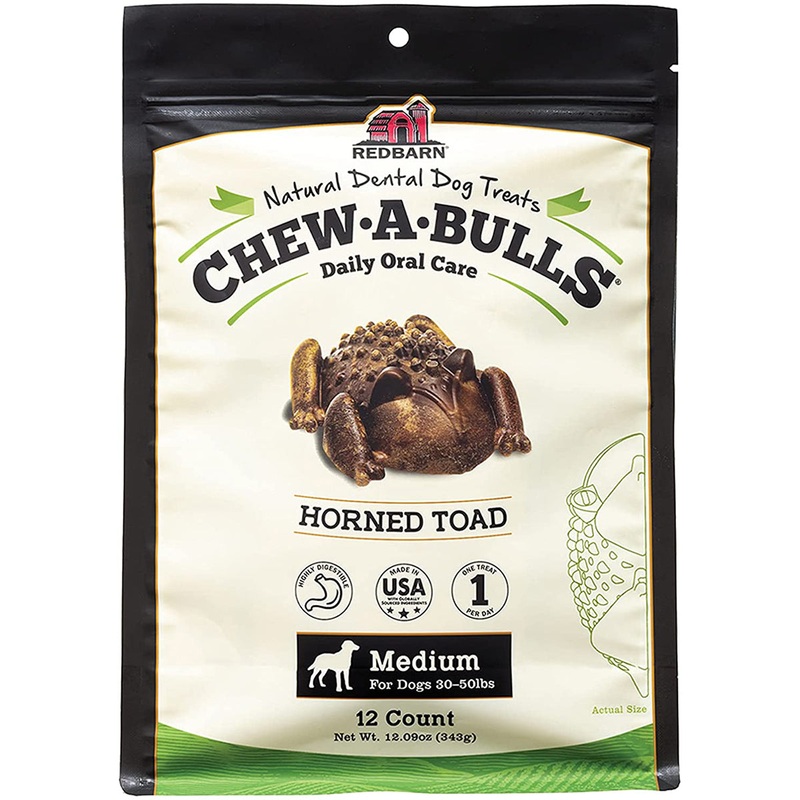 Redbarn Chew-A-Bulls Medium Horned Toad Dog Treats 12CT