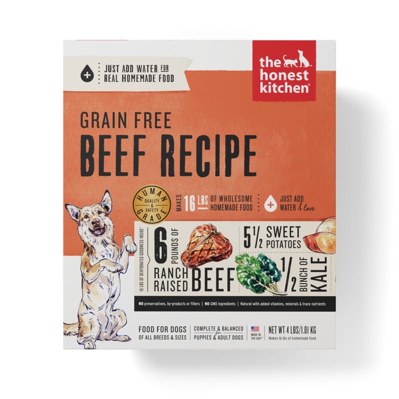 Honest Kitchen Grain Free Beef Recipe Dehydrated Dog Food 4lb