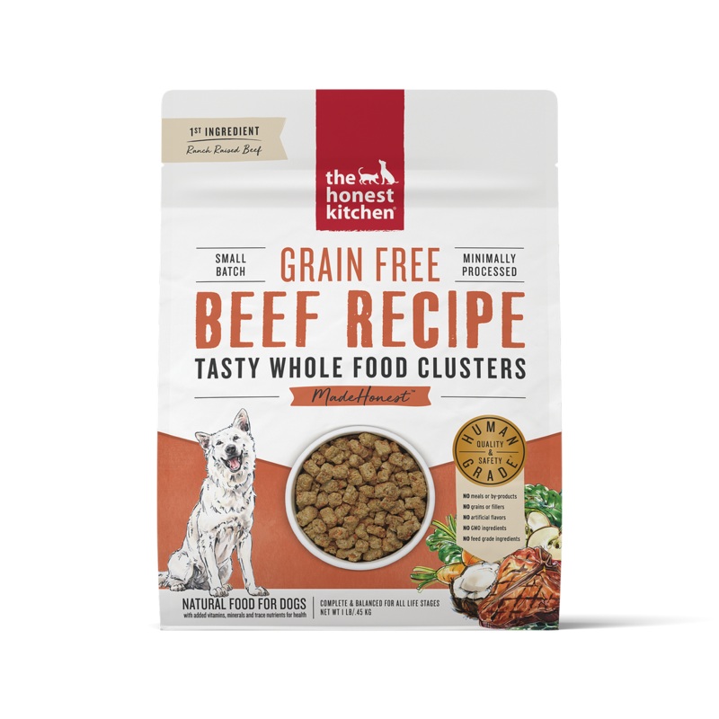 Honest Kitchen Grain-Free Beef Whole Food Clusters Dry Dog Food 1lb