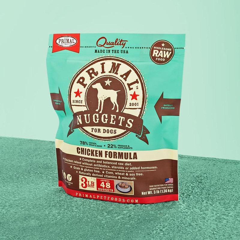 Primal Raw Frozen Nuggets Chicken Formula Dog Food 3lb