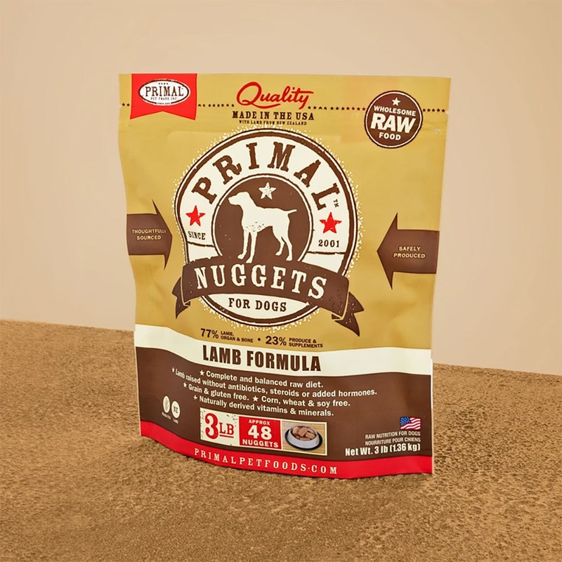 Primal Raw Frozen Nuggets Lamb Formula Dog Food 3lb