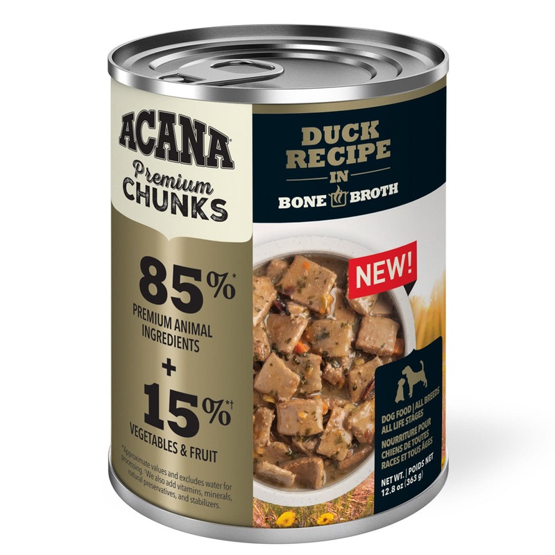 Acana Premium Chunks Duck Recipe in Bone Broth Canned Dog Food 12.8oz