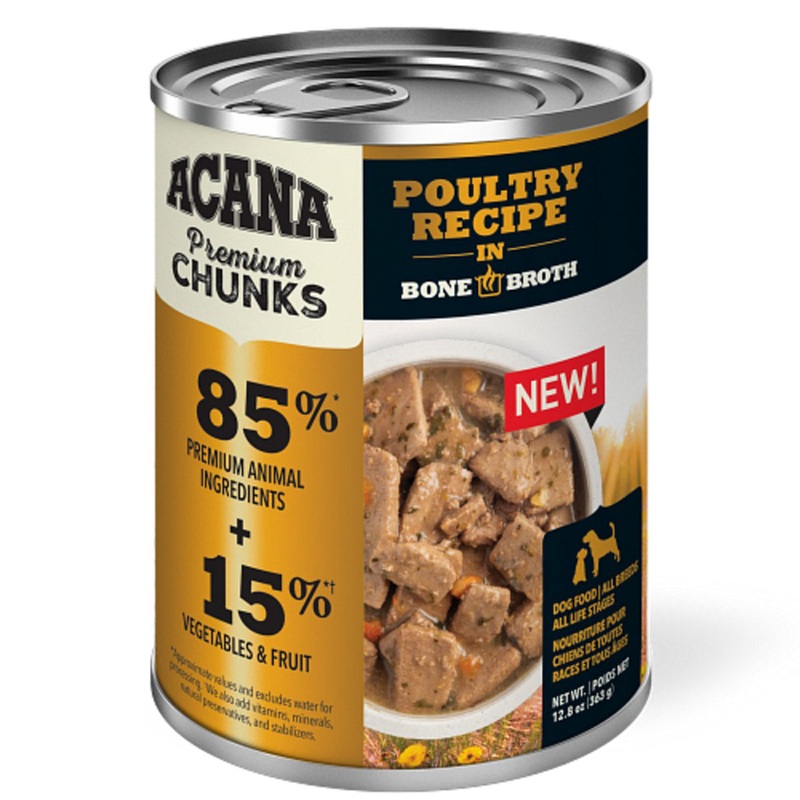 Acana Premium Chunks Poultry Recipe in Bone Broth Canned Dog Food 12.8oz