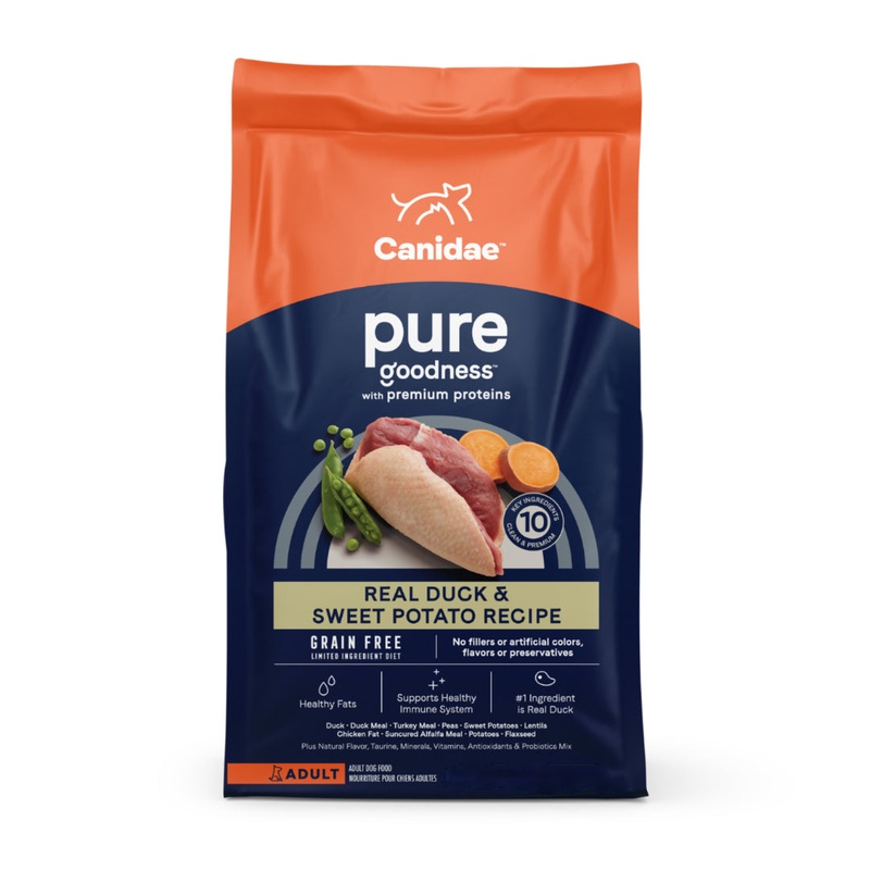 Canidae PURE Grain Free, Limited Ingredient Dry Dog Food, Duck and Sweet Potato, 24lbs