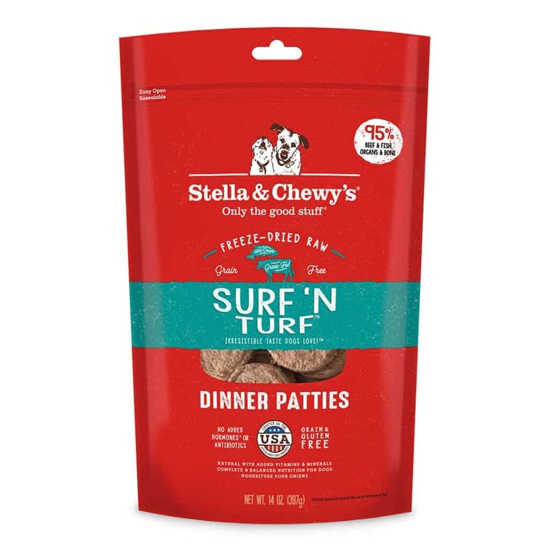 Stella and Chewys Surf 'N Turf Freeze-Dried Raw Dinner Patties Dog Food 5.5oz