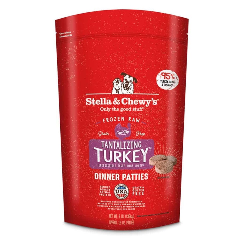 Stella and Chewys Tantalizing Turkey Frozen Raw Dinner Patties Dog Food 6lb
