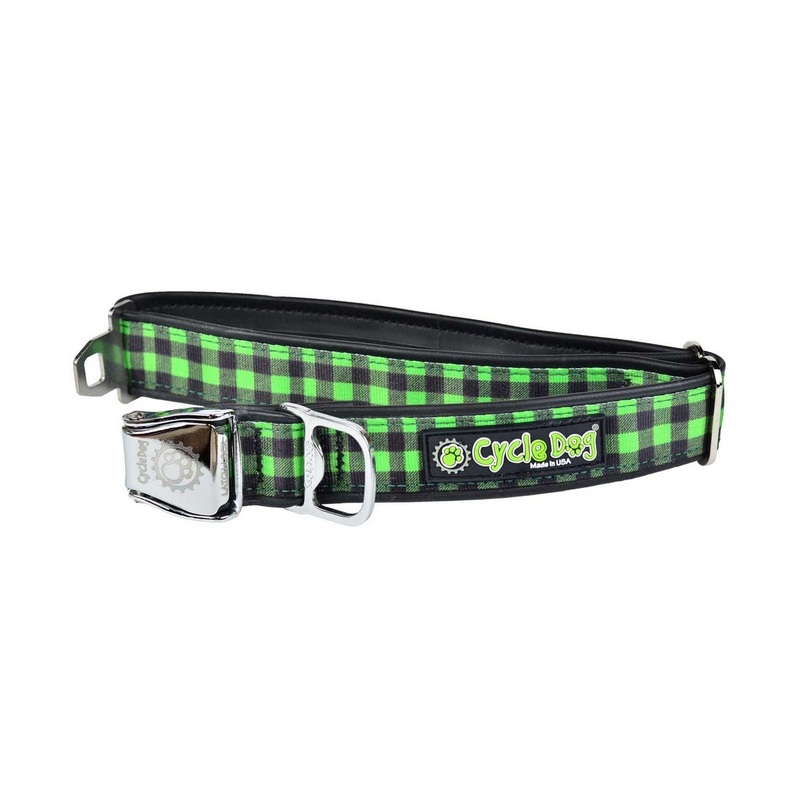 Cycle Dog Dog Collar Green Plaid L