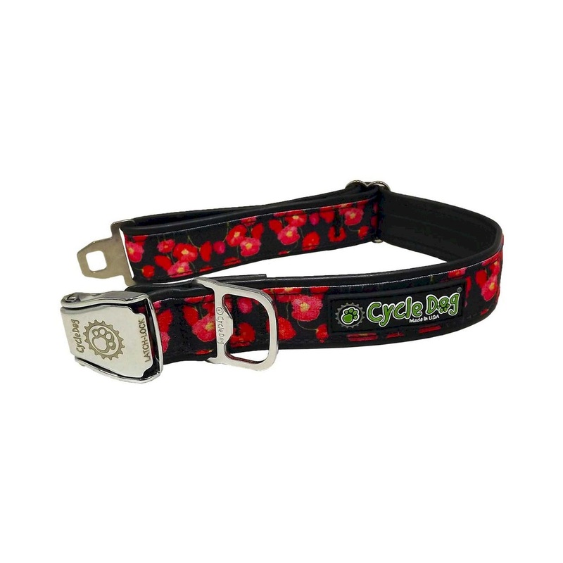 Cycle Dog Flowers-Coral Poppies Dog Collar Large