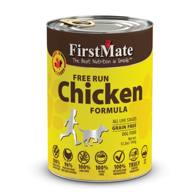 FirstMate L.I.D. Free Run Chicken Formula Canned Dog Food, 12.2oz