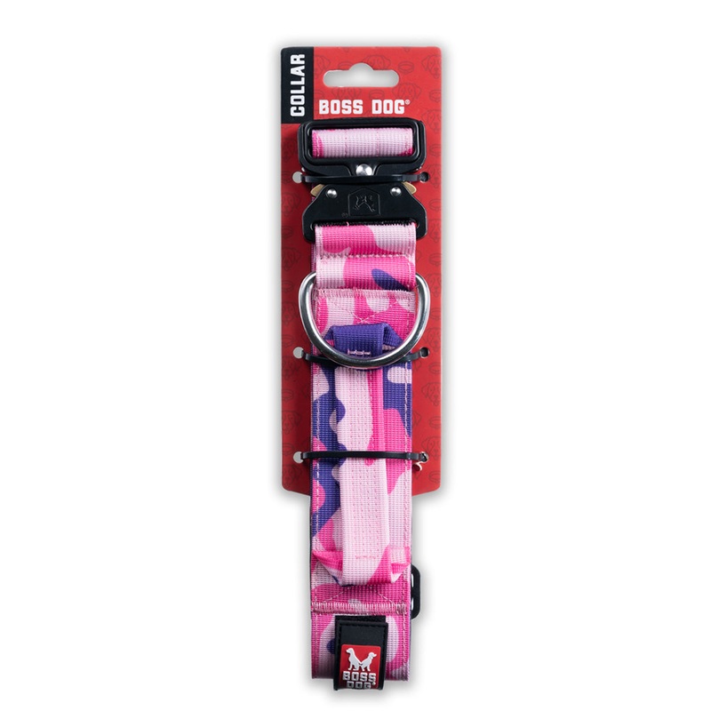 Boss Dog Collar Camo Pink 1.2" Small