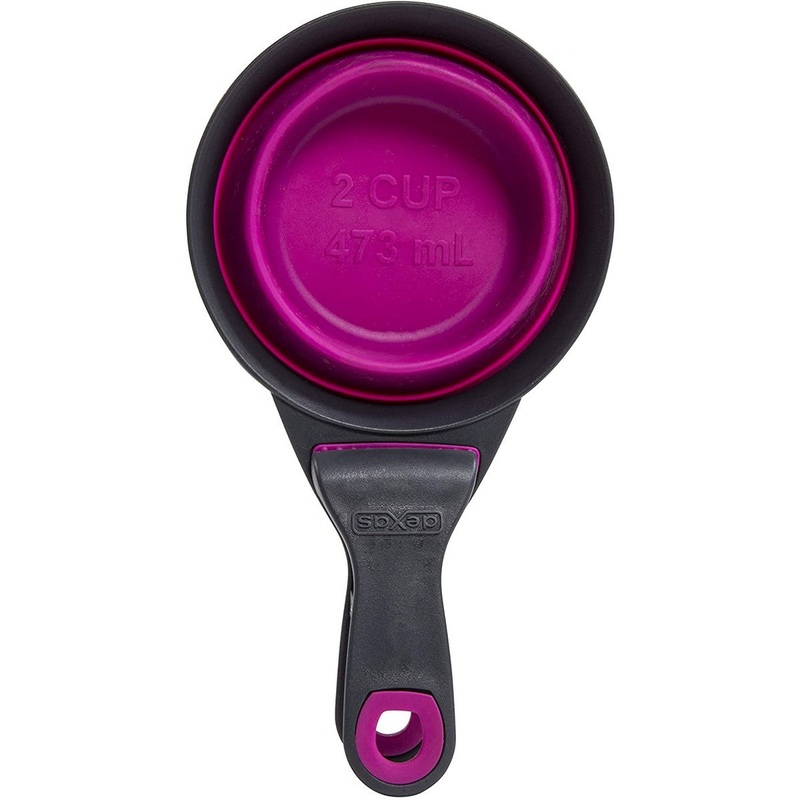 Dexas Collapsible KlipScoop Dry Dog Food Scoop Fuchsia 2 Cups