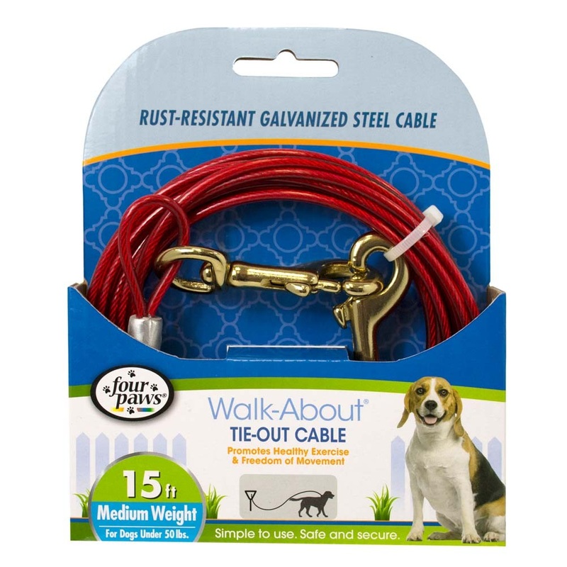 Four Paws Medium Weight Tie-Out Cable Red 15'