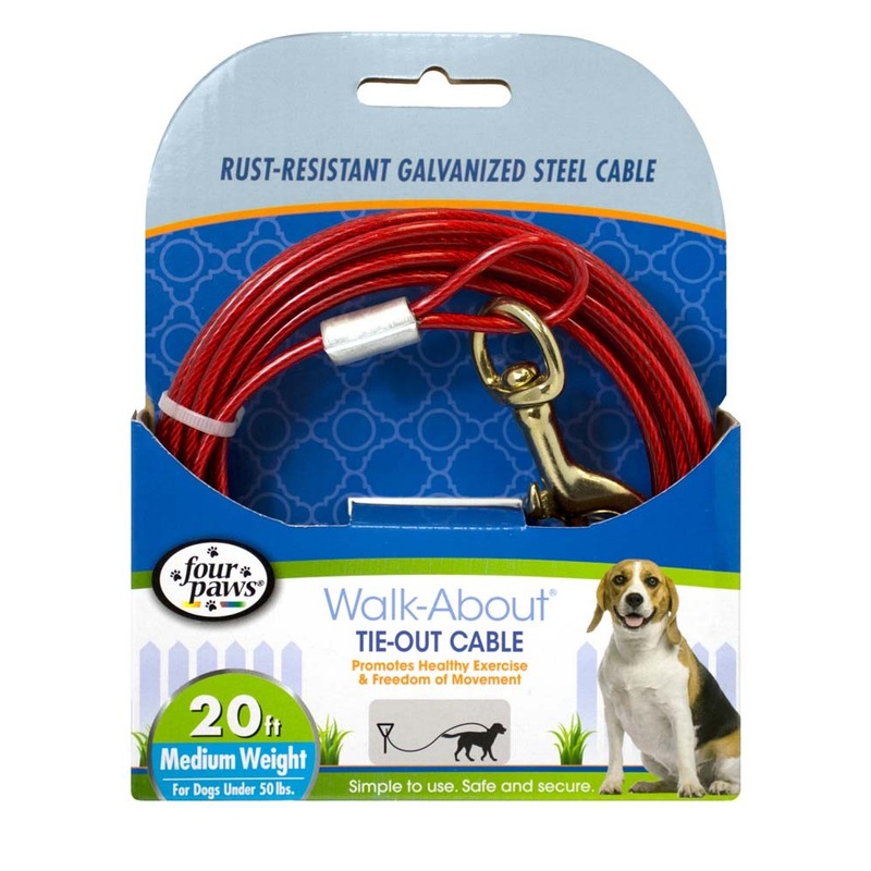 Four Paws Medium Weight Tie-Out Cable Red 20'