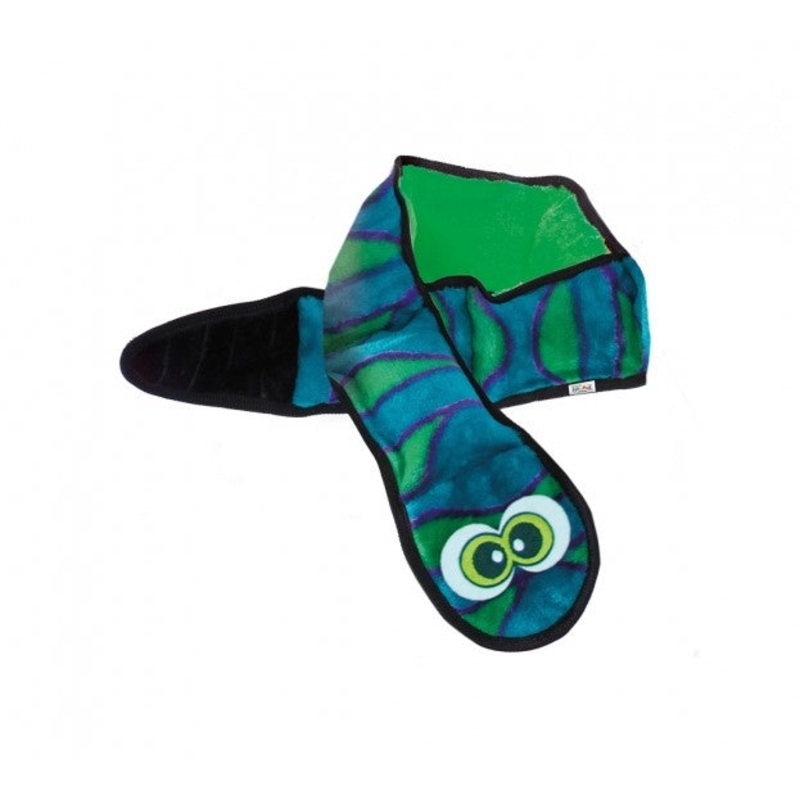 Outward Hound Invincible Snake Blue and Green with 6 Squeakers