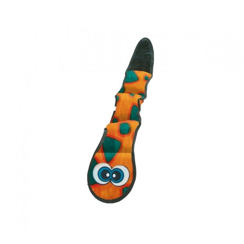 Outward Hound Invincible Snake Orange and Blue with 3 Squeakers