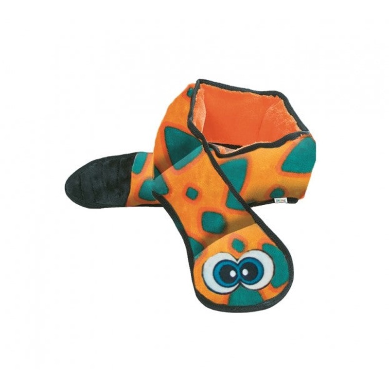 Outward Hound Invincible Snake Orange and Blue with 6 Squeakers