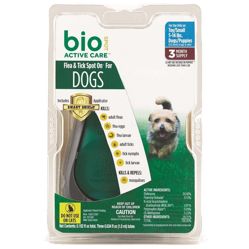 Bio Spot Flea & Tick Spot On for Dogs 5-14lb 3 Month Pack with Applicator