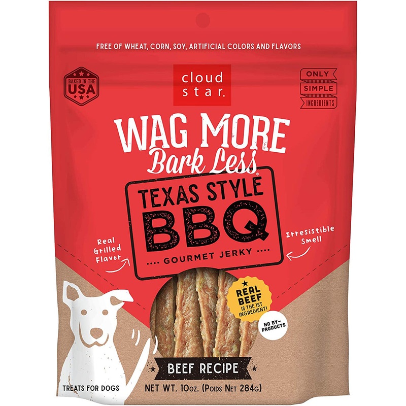 Cloud Star Wag More Bark Less Jerky BBQ Beef Formula Dog Treats 4oz