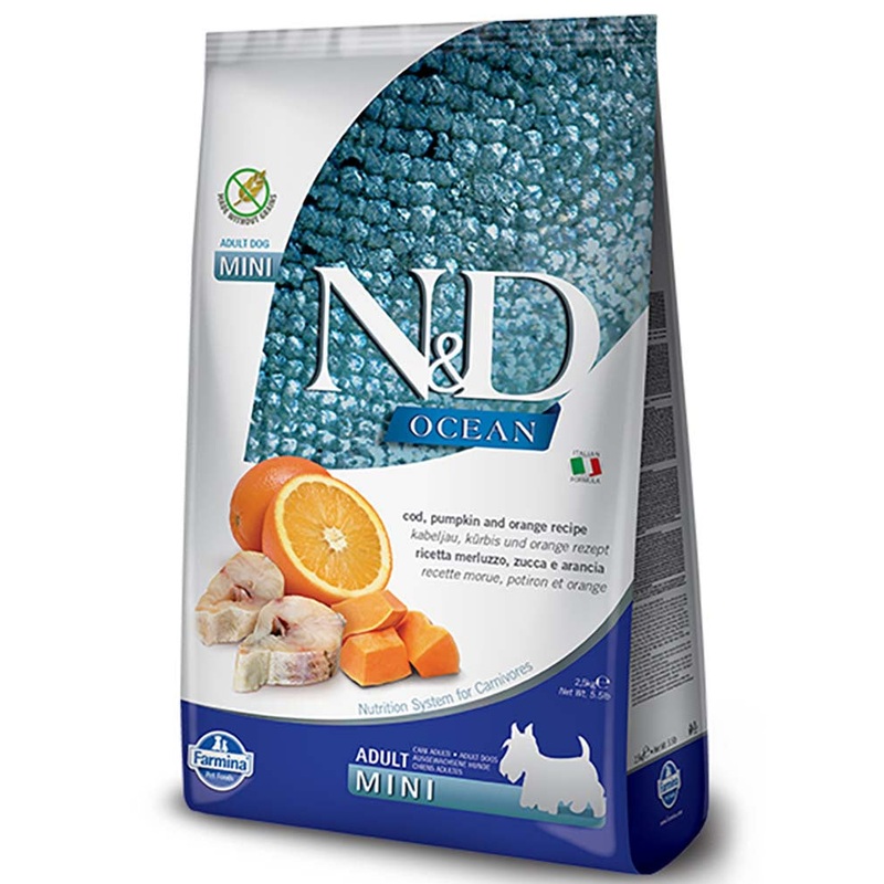 Farmina N&D Ocean Codfish, Pumpkin & Orange Adult Mini Dry Dog Food 5.5lb