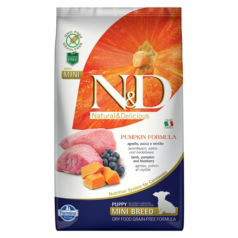 Farmina N&D Pumpkin Lamb & Blueberry Puppy Mini Dry Dog Food 5.5lb